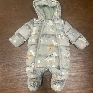 Dinosaur Print newborn snow suit onesie